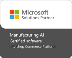 Microsoft Solutions Partner Badge - Manufacturing AI - certified software - Intershop Commerce Platform